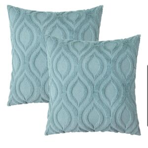 Set Of 2 Elegant Aqua Blue Accent Pillow Covers Size 18 X 18